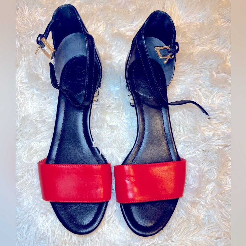 Tory Burch black and red strappy sandals